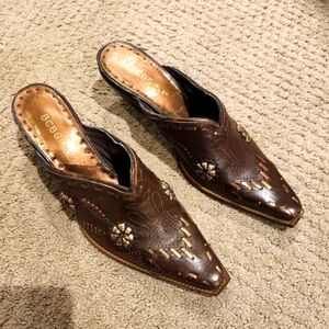 BCBGirls Bronze Leather Western-Style Clog - Size 6 1/2B. CLOSET CLOSING